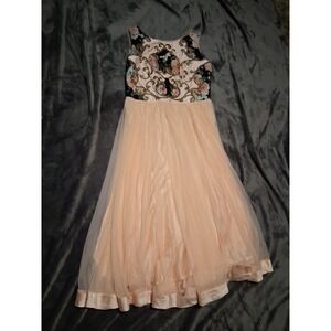 Karishma Peach Anarkali Dress Embroidered Net Ethnic Indian Party Gown Bollywood